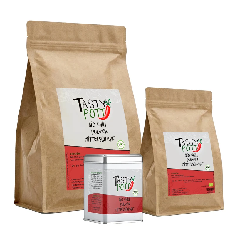 Tasty Pott Bio Chili Pulver mittelscharf - in verschiedenen Größen im Beutel