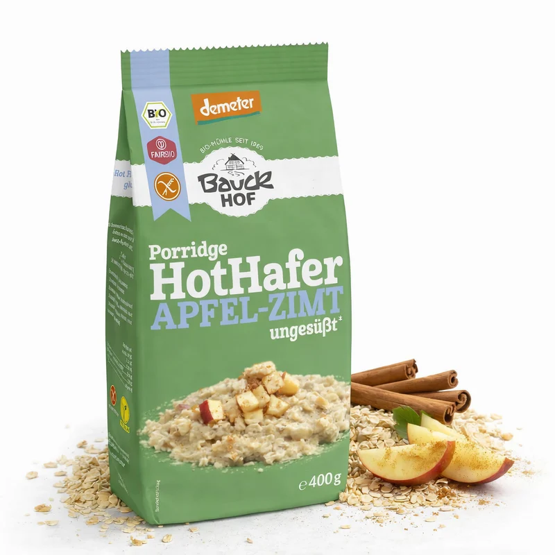 Bauckhof Bio Hot Hafer Apfel-Zimt - glutenfrei, Demeter 400g