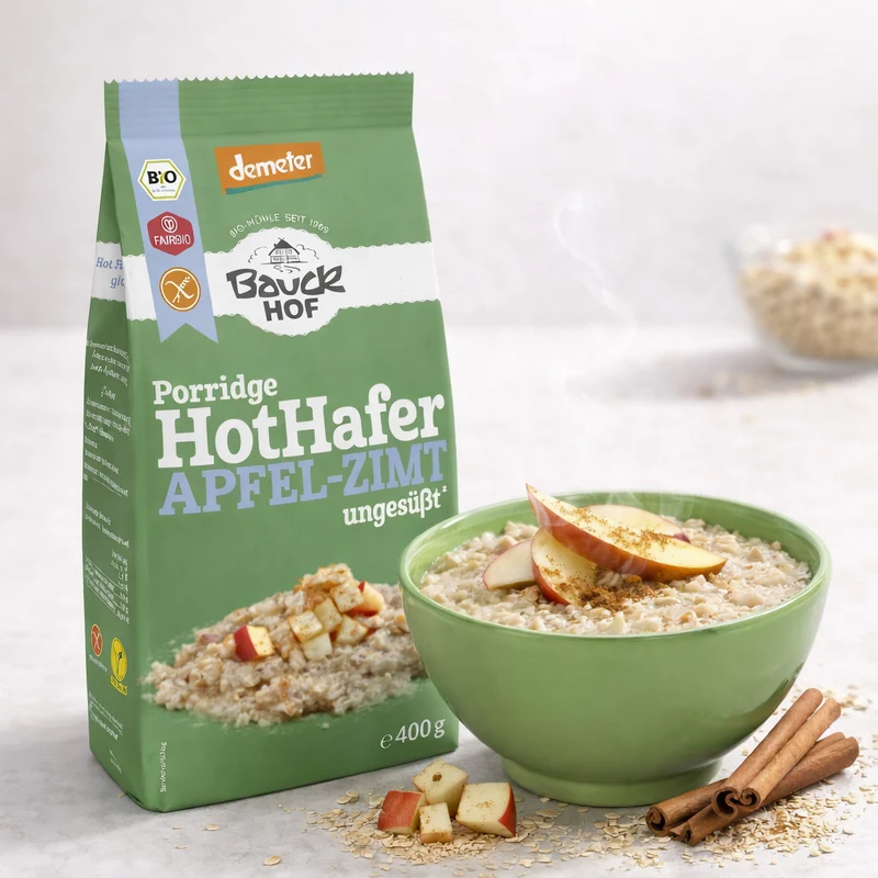 Bauckhof Bio Hot Hafer Apfel-Zimt - glutenfrei, Demeter 400g