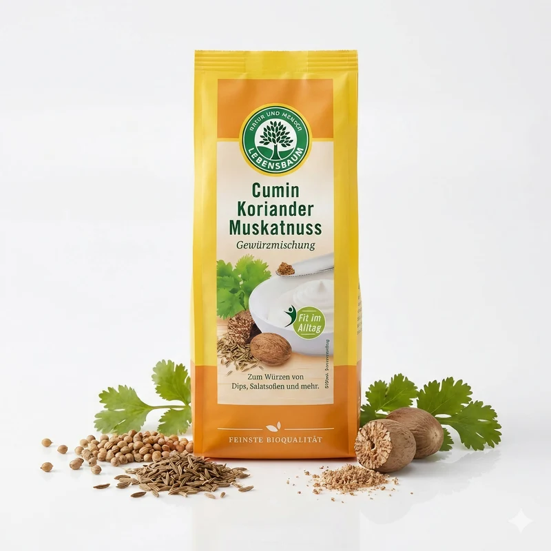Lebensbaum Bio Gewürzmischung: Cumin-Koriander-Muskatnuss, 45g