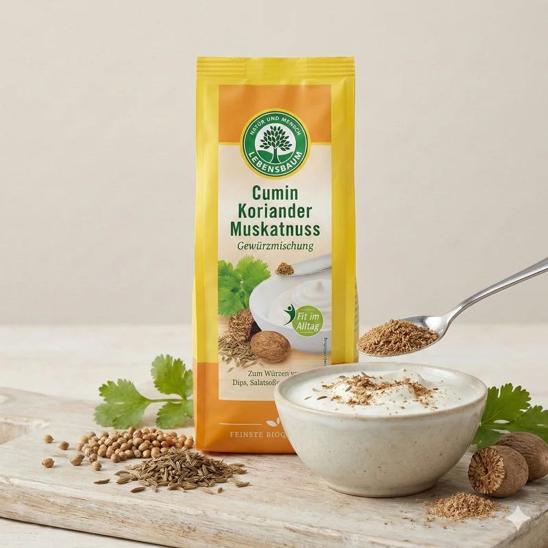 Lebensbaum Bio Gewürzmischung: Cumin-Koriander-Muskatnuss, 45g