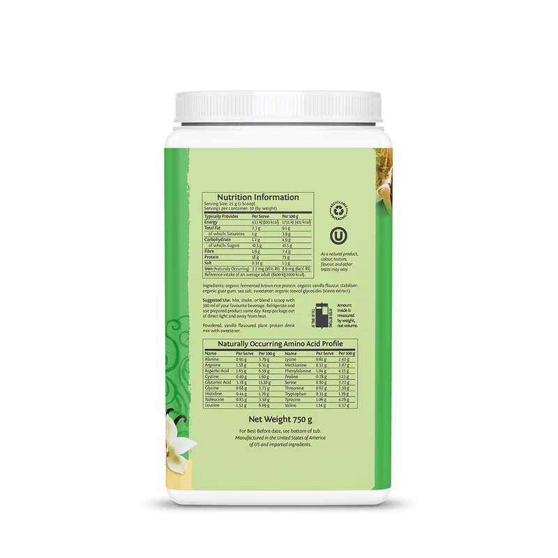 Sunwarrior natürliches Reisprotein - verschiedene Geschmäcker - 750g