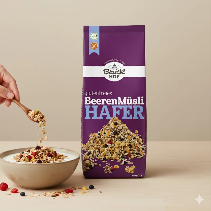 Bauckhof Bio Hafermüsli Beeren glutenfrei
