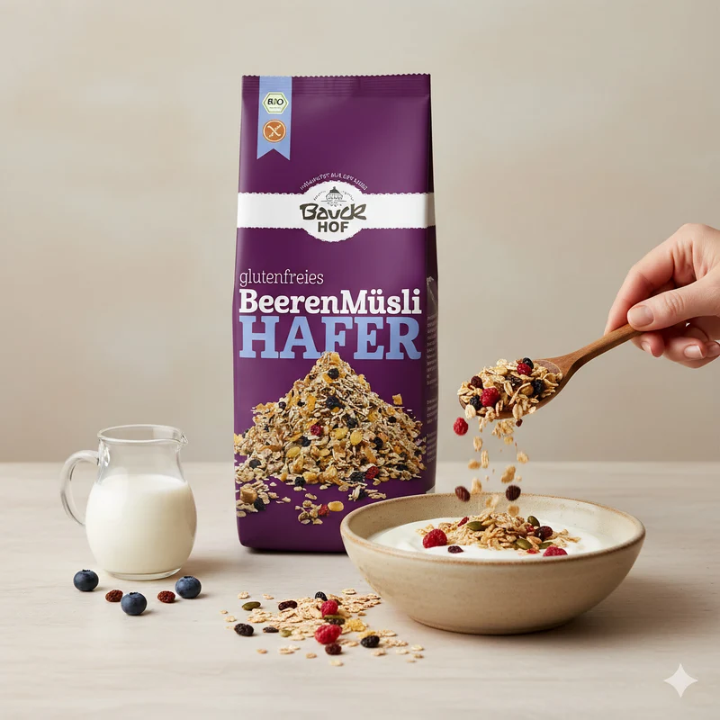 Bauckhof Bio Hafermüsli Beeren glutenfrei