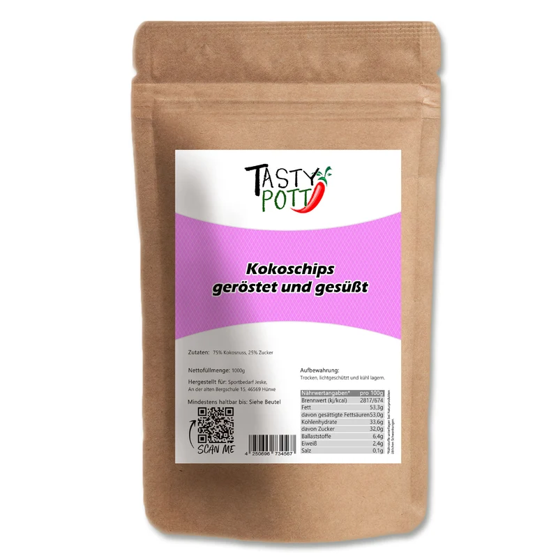 Tasty Pott Kokoschips geröstet & gesüßt - im Beutel