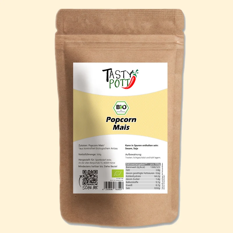 Tasty Pott Bio Popcorn Mais - im Beutel