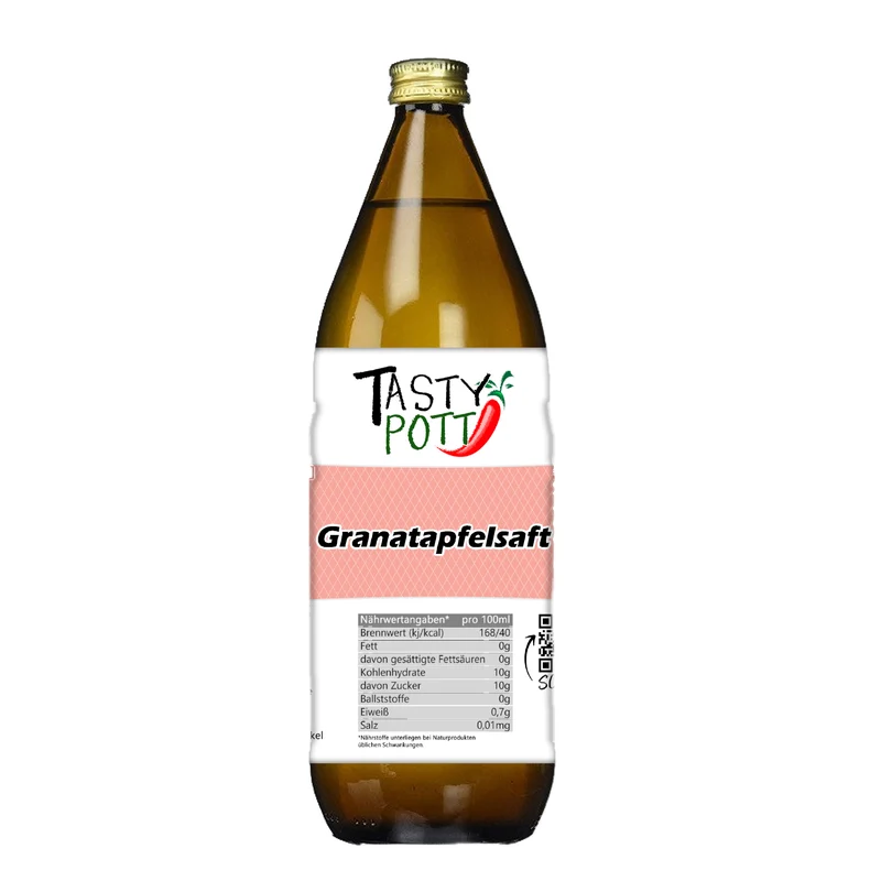 Tasty Pott Granatapfelsaft - Granatapfel Direktsaft aus 100 % Muttersaft - 1L Flasche