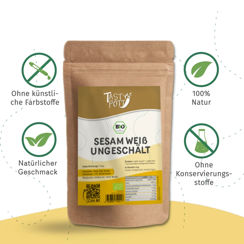 Tasty Pott bio Sesam weiß - Sesam ungeschält - im Beutel