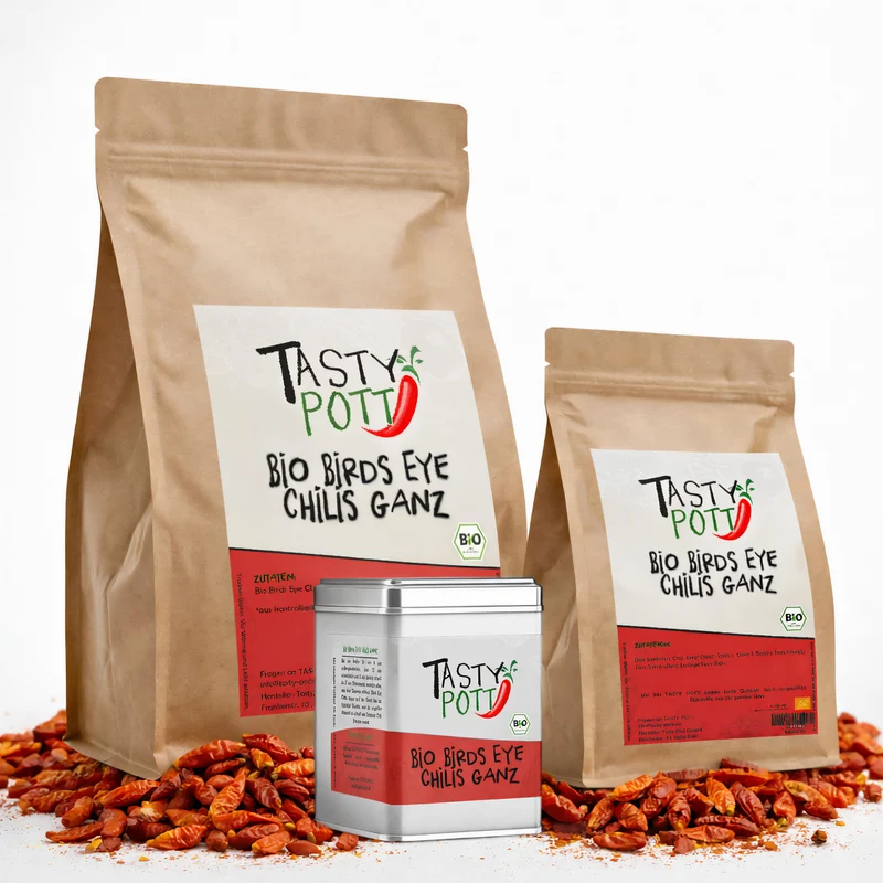 Tasty Pott Bio Birds Eye Chilis ganz, getrocknet - im Beutel