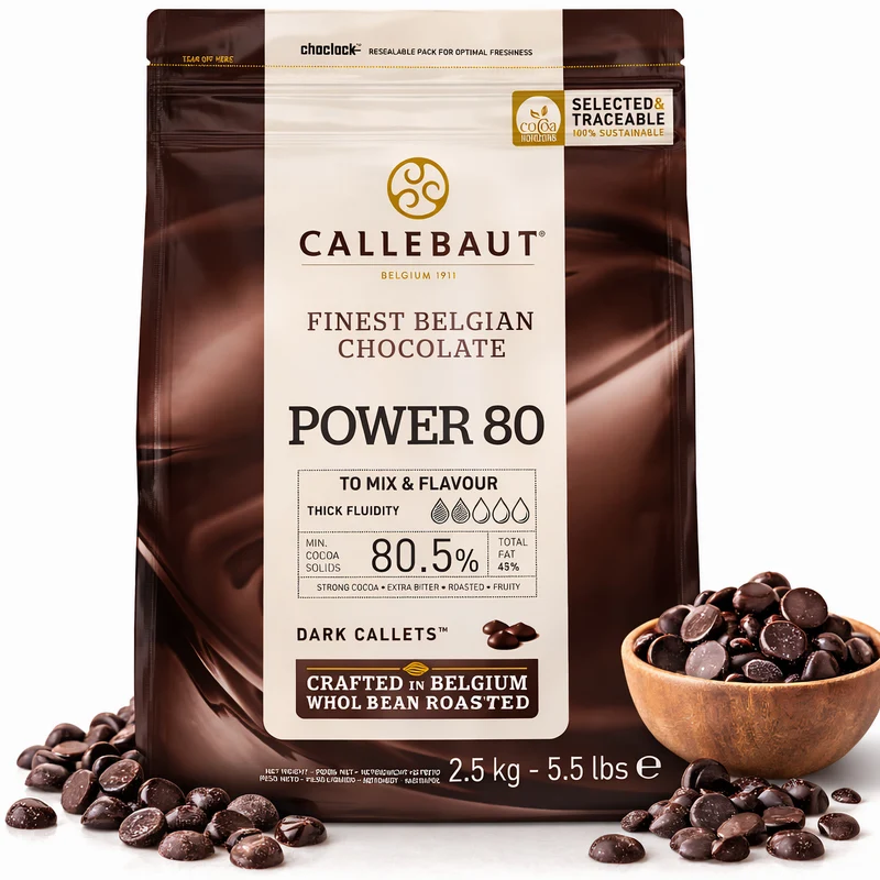 Callebaut POWER 80 Dunkle Schokoladenkuvertüre Callets 2,5KG