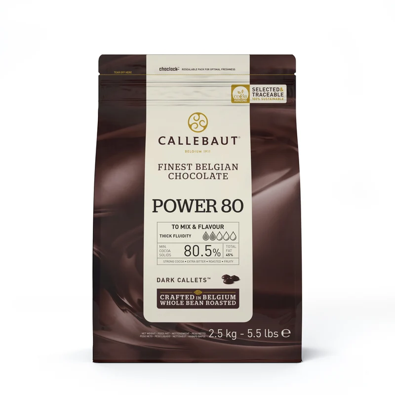 Callebaut POWER 80 Dunkle Schokoladenkuvertüre Callets 2,5KG