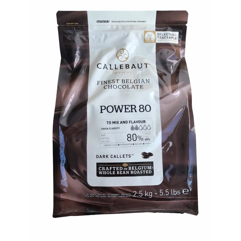 Callebaut POWER 80 Dunkle Schokoladenkuvertüre Callets 2,5KG