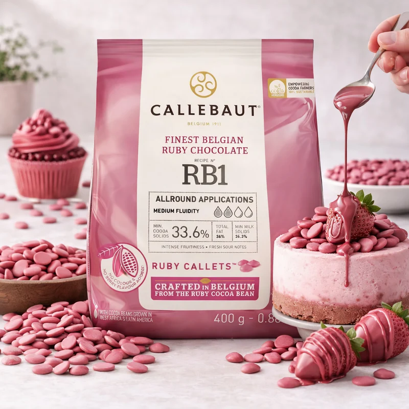 CALLEBAUT Receipe RB2 - Ruby Kuvertüre Callets, 43,6% Kakao
