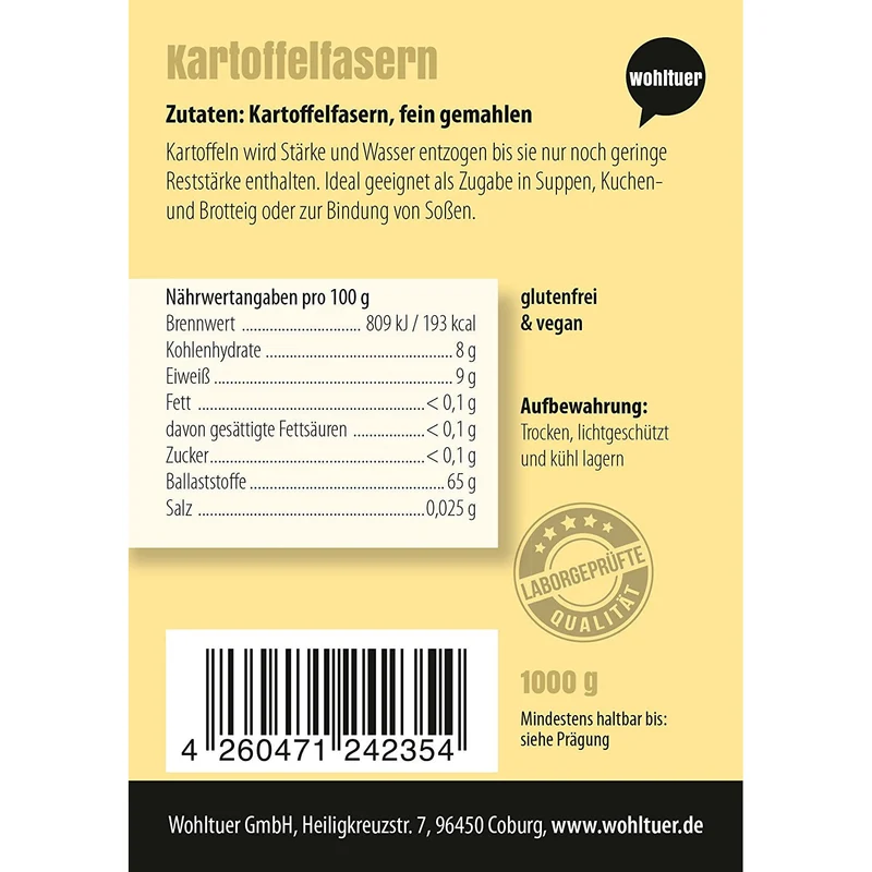Wohltuer Kartoffelfasern Premium aus Deutschland ab 1000g