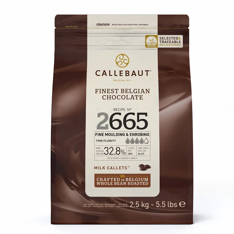 CALLEBAUT Receipe No. 2665 - Kuvertüre Callets, Vollmich Schokolade, 32,8% Kakao 2,5kg
