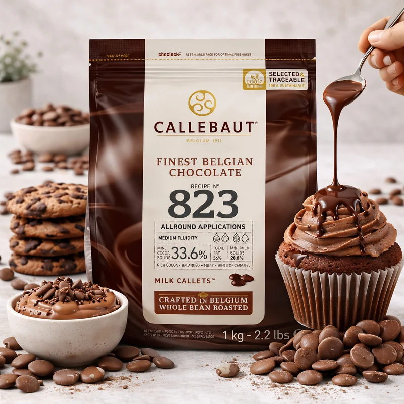 CALLEBAUT Receipe No. 823 - Kuvertüre Callets, Vollmilch Schokolade, 33,6% Kakao 1Kg
