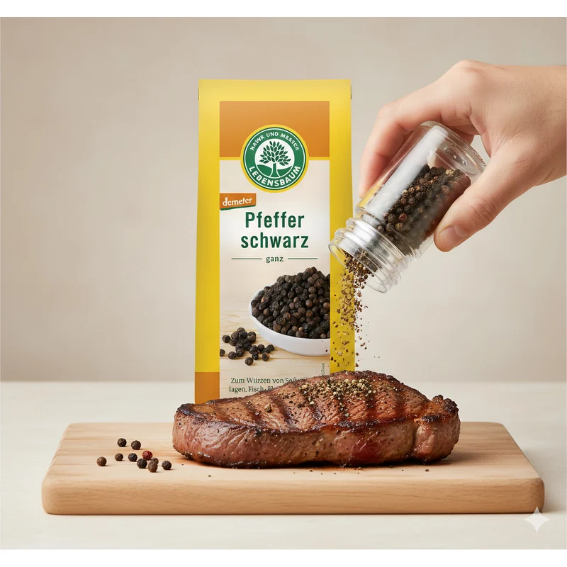 Lebensbaum bio Pfeffer, schwarz, ganz 50 g