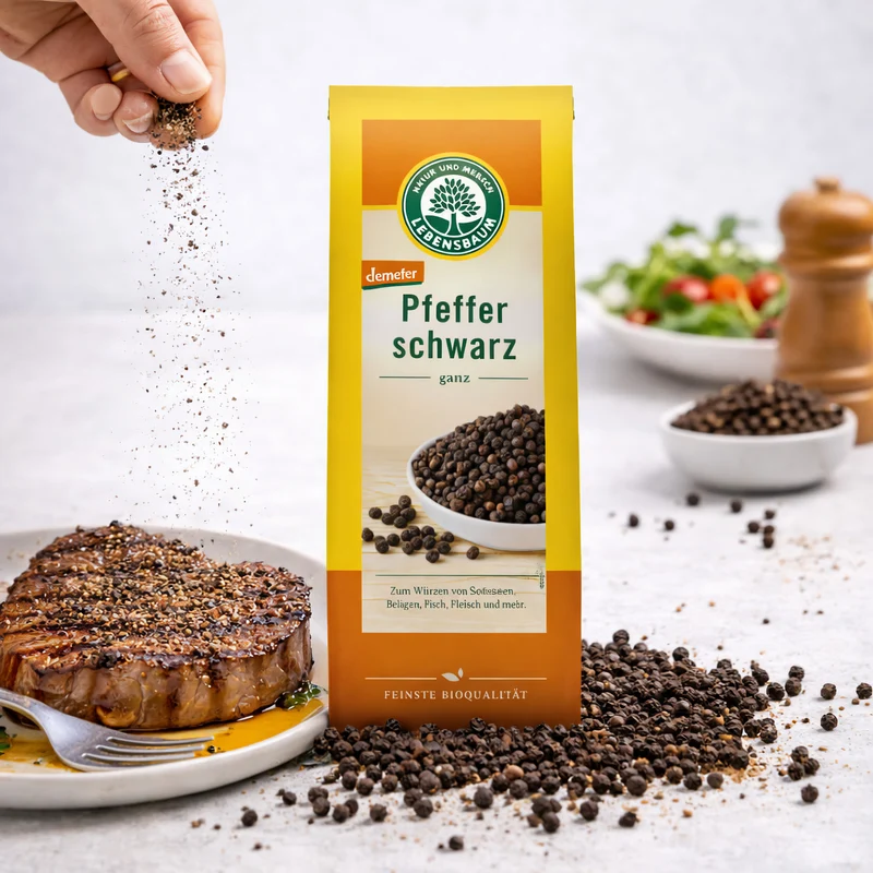 Lebensbaum bio Pfeffer, schwarz, ganz 50 g