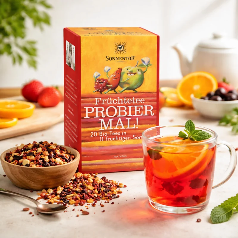 Sonnentor Bio Früchtetee - Probier Mal - 20 Tees in 11 Sorten (47g)