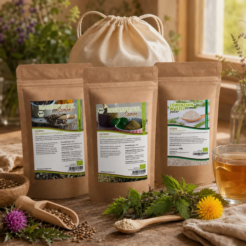 Mynatura Kräuter-Tee-Set No.2 - Bio Mariendistel + Bio Brennnessel + Löwenzahnpulver