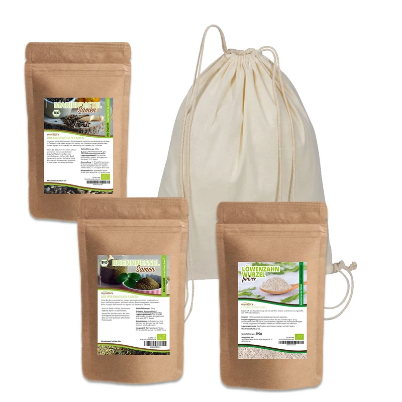 Mynatura Kräuter-Tee-Set No.2 - Bio Mariendistel + Bio Brennnessel + Löwenzahnpulver