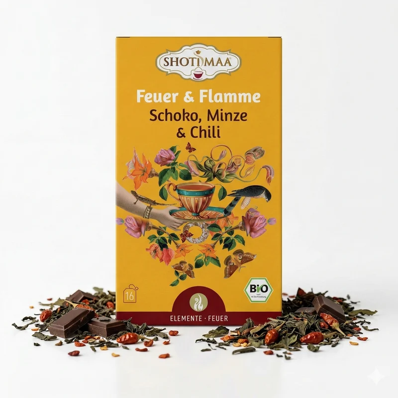 Shoti Maa Bio Ayurveda-Tee - Feuer & Flamme - Schoko, Minze & Chili 32g