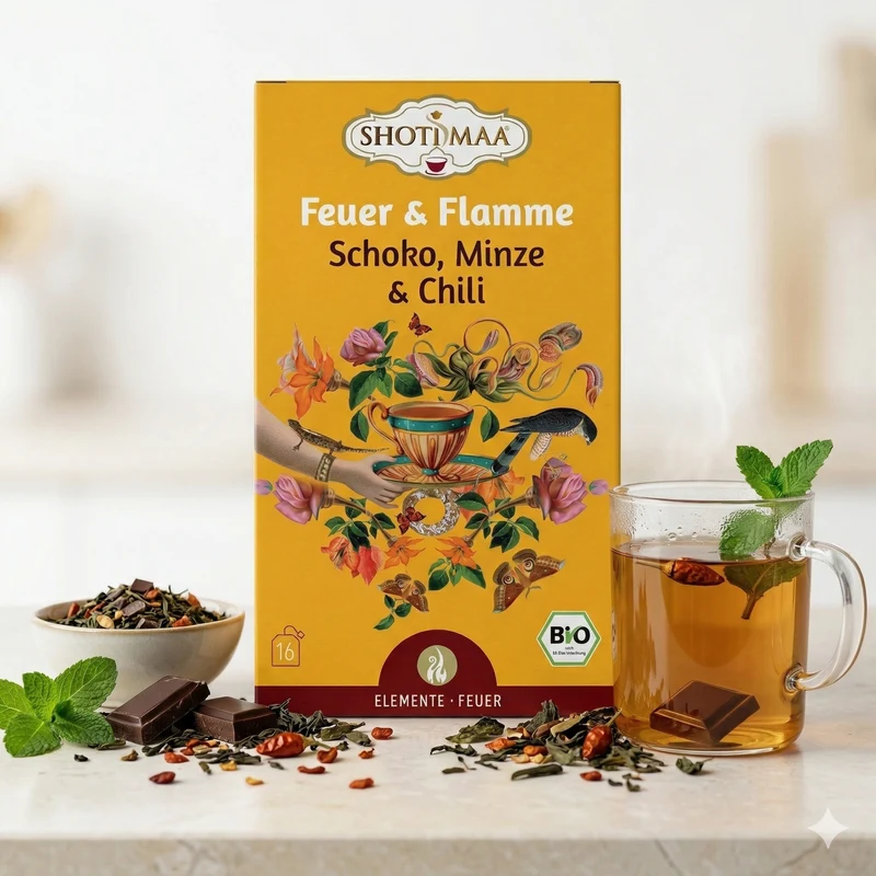 Shoti Maa Bio Ayurveda-Tee - Feuer & Flamme - Schoko, Minze & Chili 32g
