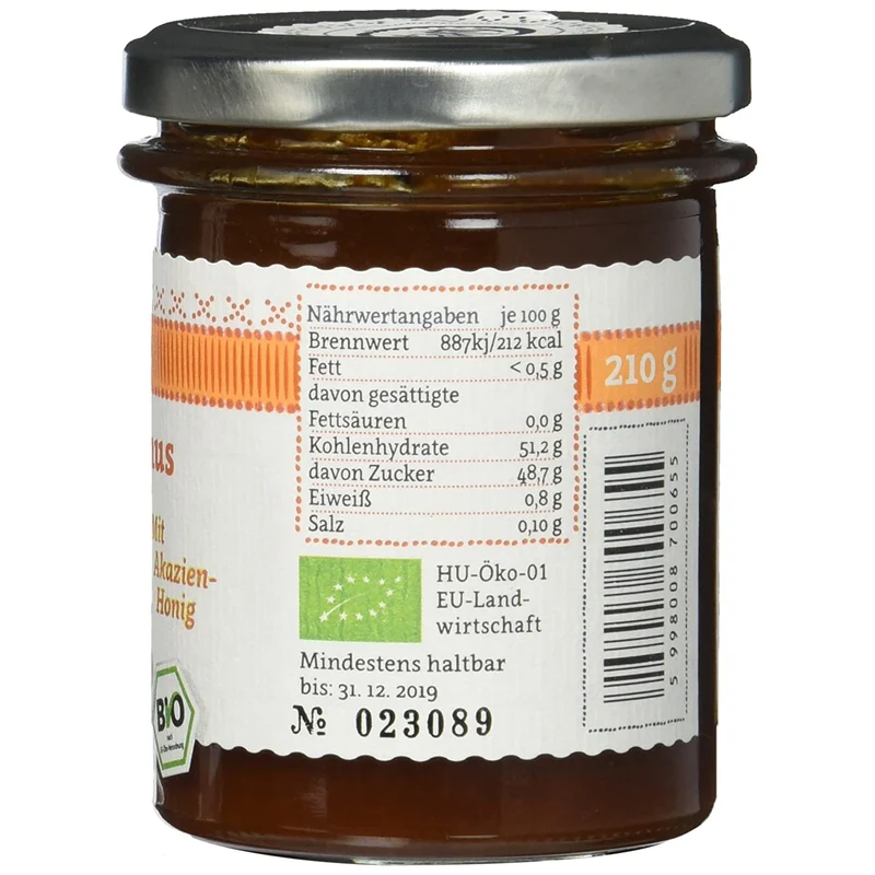 Tarpa Bio Aprikosenmus mit Akazienhonig - 210g