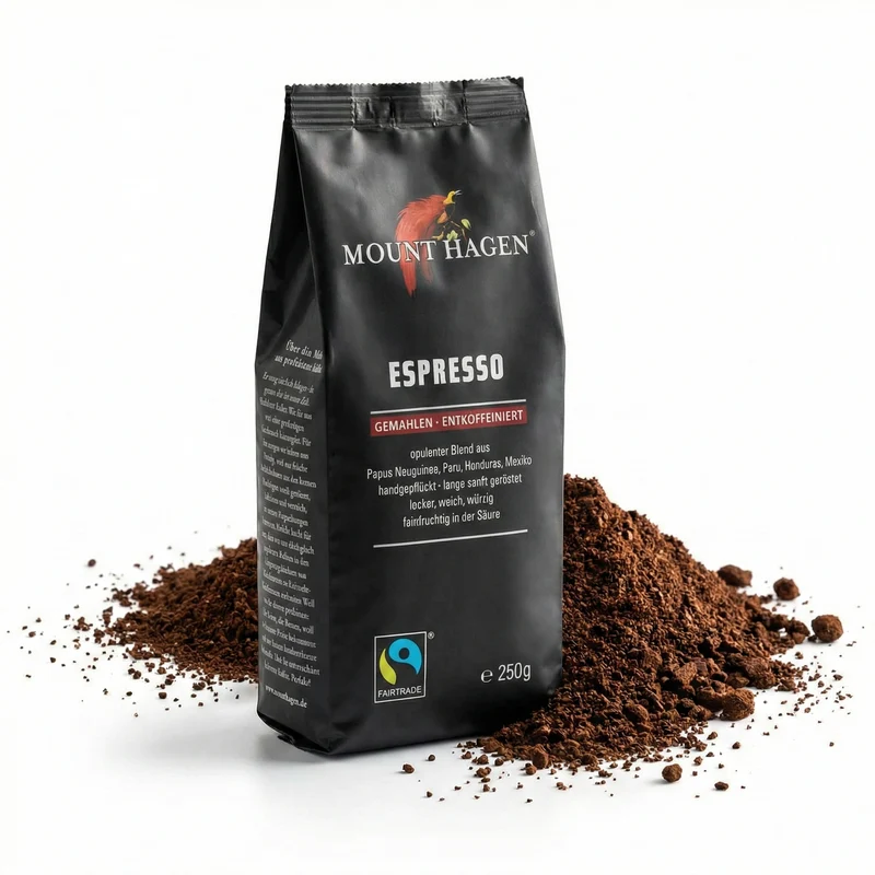Mount Hagen Bio Espresso, gemahlen, entkoffeiniert 250g