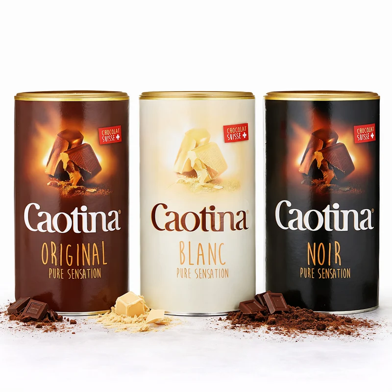 Caotina Set: Original 500g + Noir 450g + Blanc 500g - Kakao Pulver mit Schweizer Schokolade