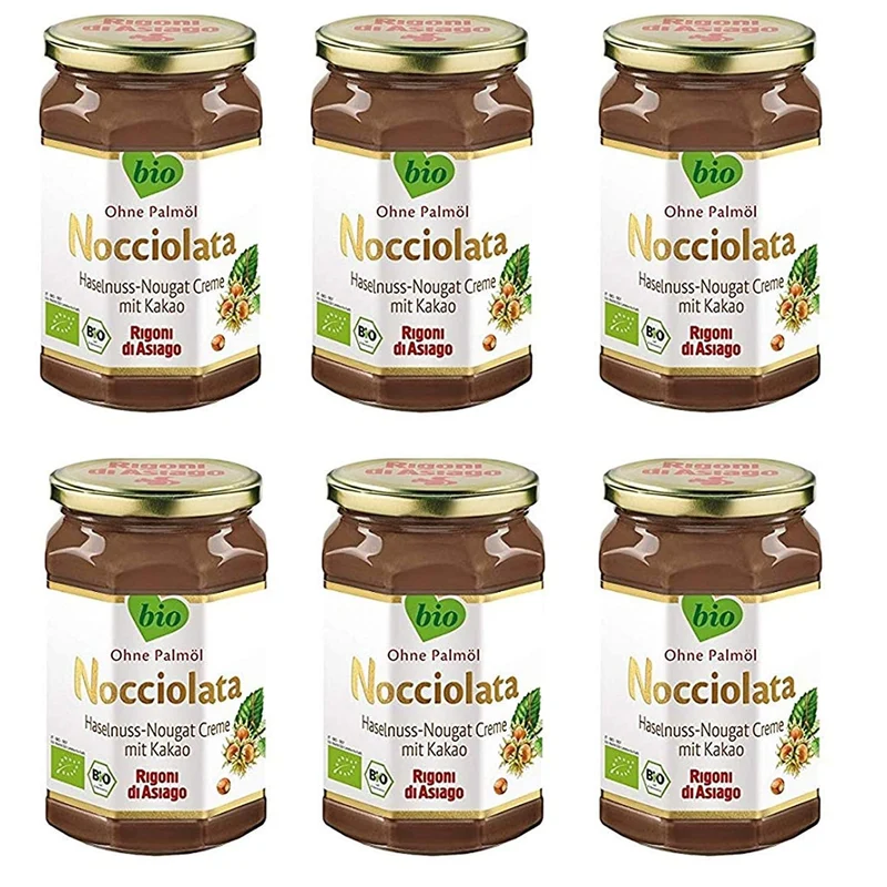 Rigoni di Asiago Nuss Nougat Creme, Haselnusscreme mit Kakao (6x250g)