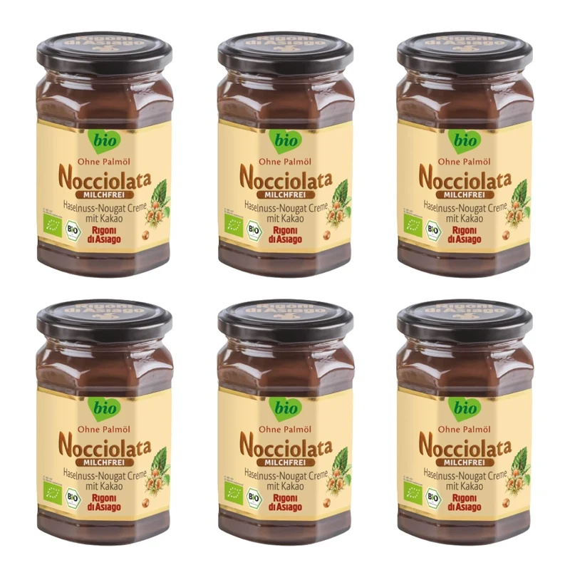 Rigoni di Asiago Nocciolata - Milchfreie - Bio Haselnusscreme ohne Palmöl (6x250g)
