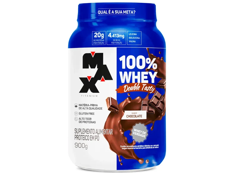 WHEY 100% DOUBLE TASTY POTE 900G - MAX TITANIUM