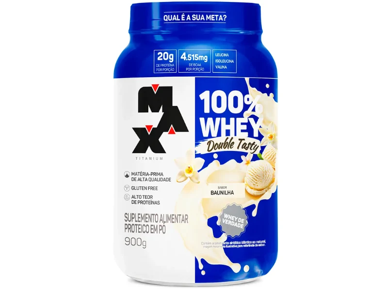 WHEY 100% DOUBLE TASTY POTE 900G - MAX TITANIUM