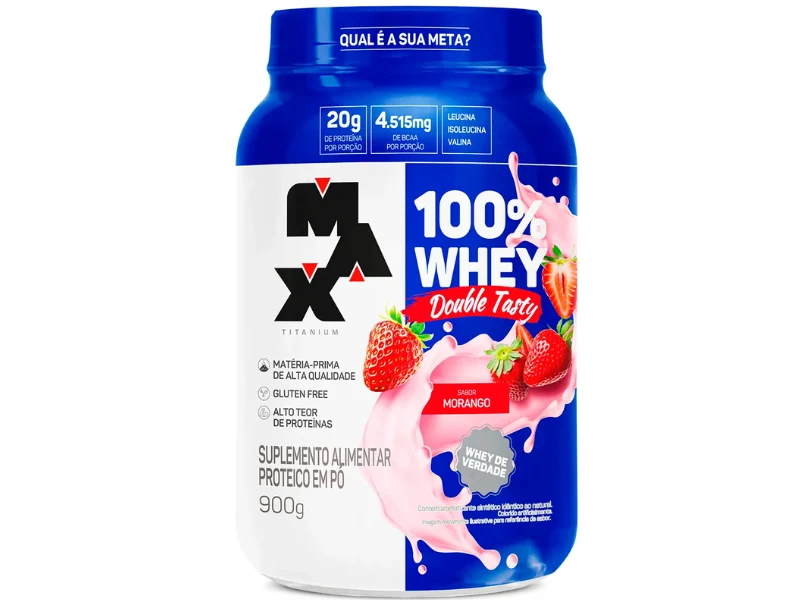 WHEY 100% DOUBLE TASTY POTE 900G - MAX TITANIUM
