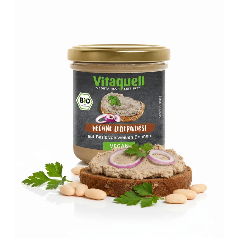 Vitaquell Bio Vegane Leberwurst auf Basis von weißen Bohnen - 125g im Glas