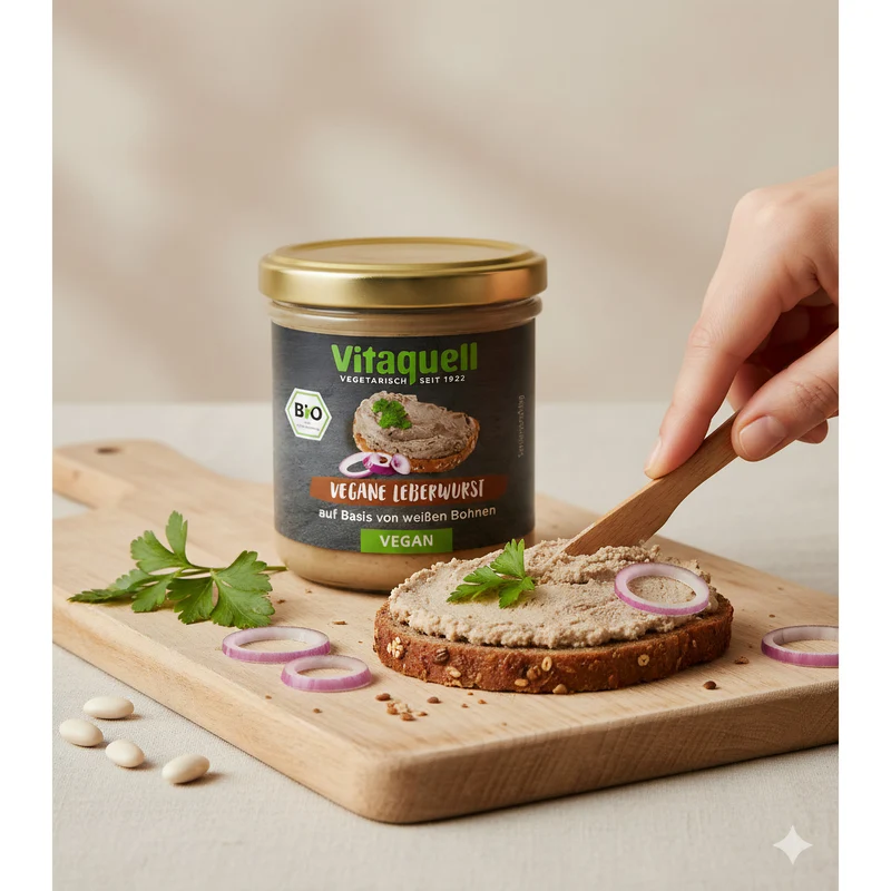Vitaquell Bio Vegane Leberwurst auf Basis von weißen Bohnen - 125g im Glas