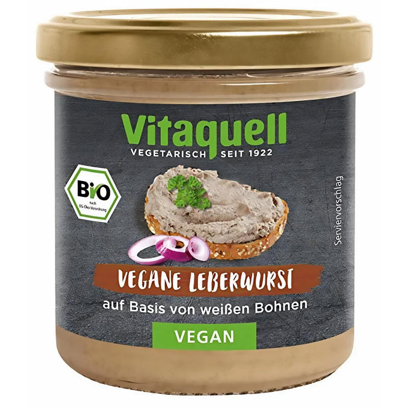 Vitaquell Bio Vegane Leberwurst auf Basis von weißen Bohnen - 125g im Glas