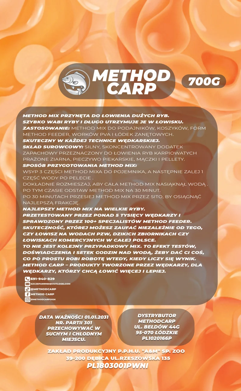 🎣 Method Carp Method Mix Słodka Kukurydza – 700 g