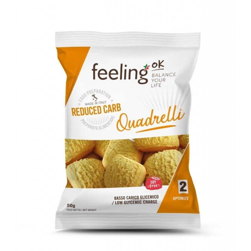 Protein Bisquit Quadrelli Optimize (30% Protein) 50g Beutel von Feeling OK