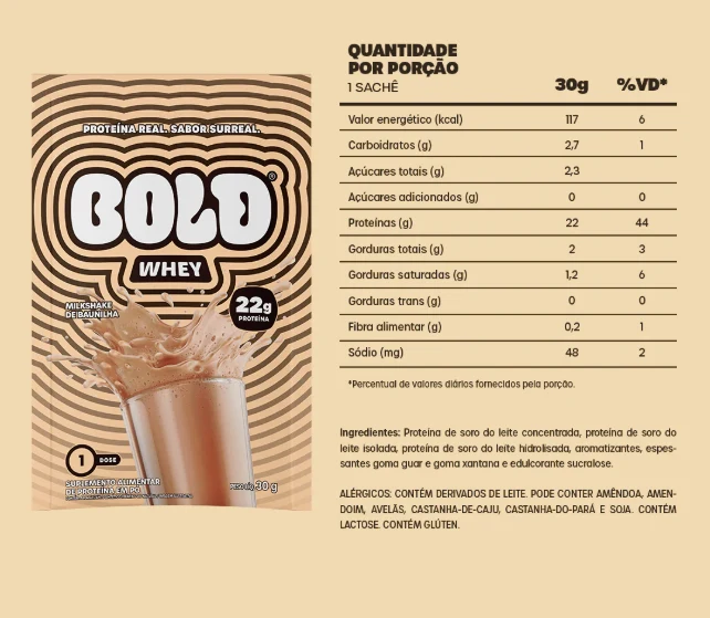 WHEY 3W SACHE CAIXA C/ 10UN 30G - BOLD