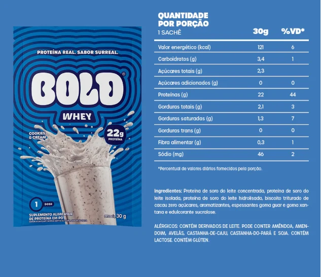 WHEY 3W SACHE CAIXA C/ 10UN 30G - BOLD