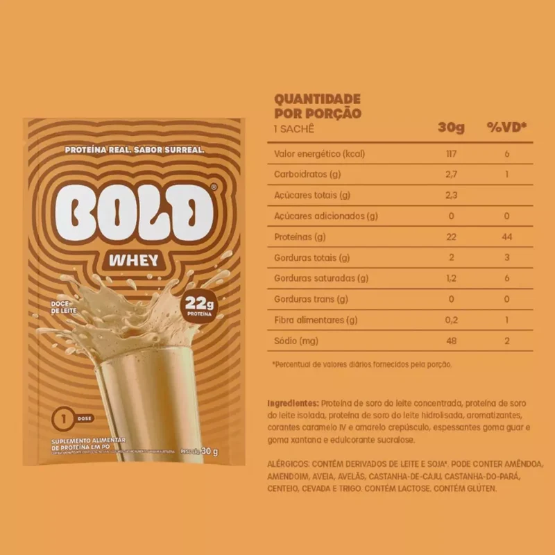 WHEY 3W SACHE CAIXA C/ 10UN 30G - BOLD