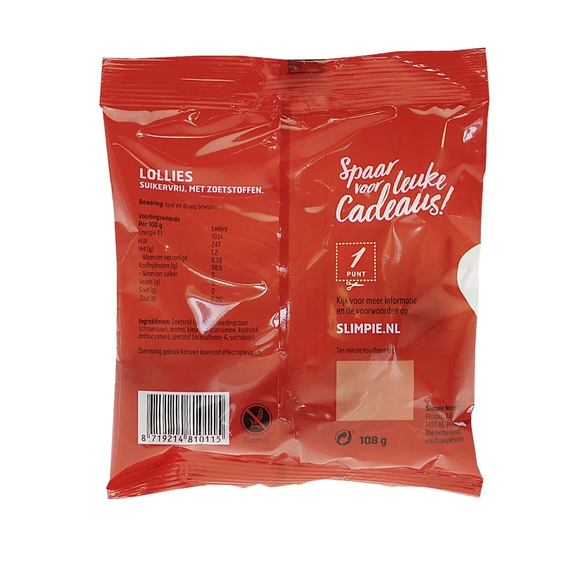 Zuckerfreie Lollies 108g Beutel von Slimpie
