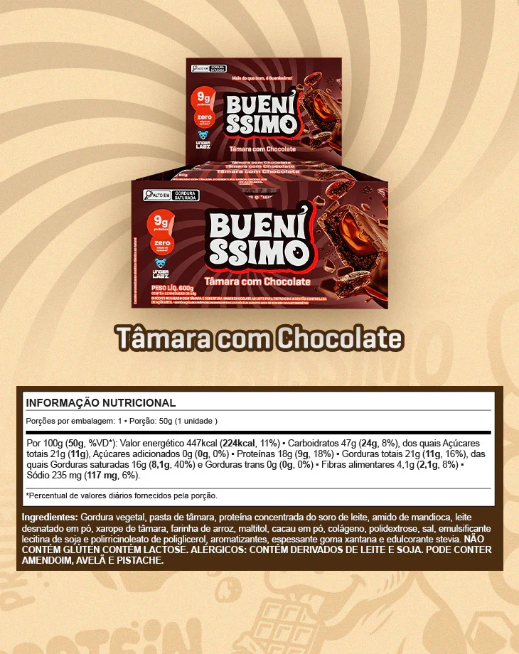BARRA BUENISSIMO CAIXA C/ 12UN 50G - UNDER LABZ