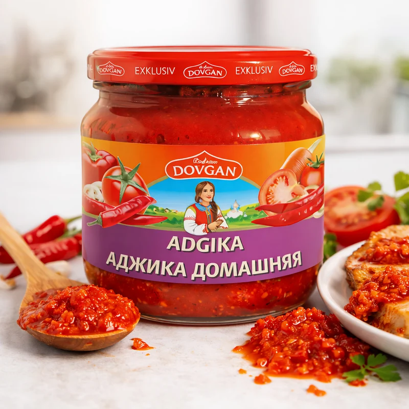DOVGAN "Adgika" Tomaten-Paprika-Sauce scharf 12x380 ml