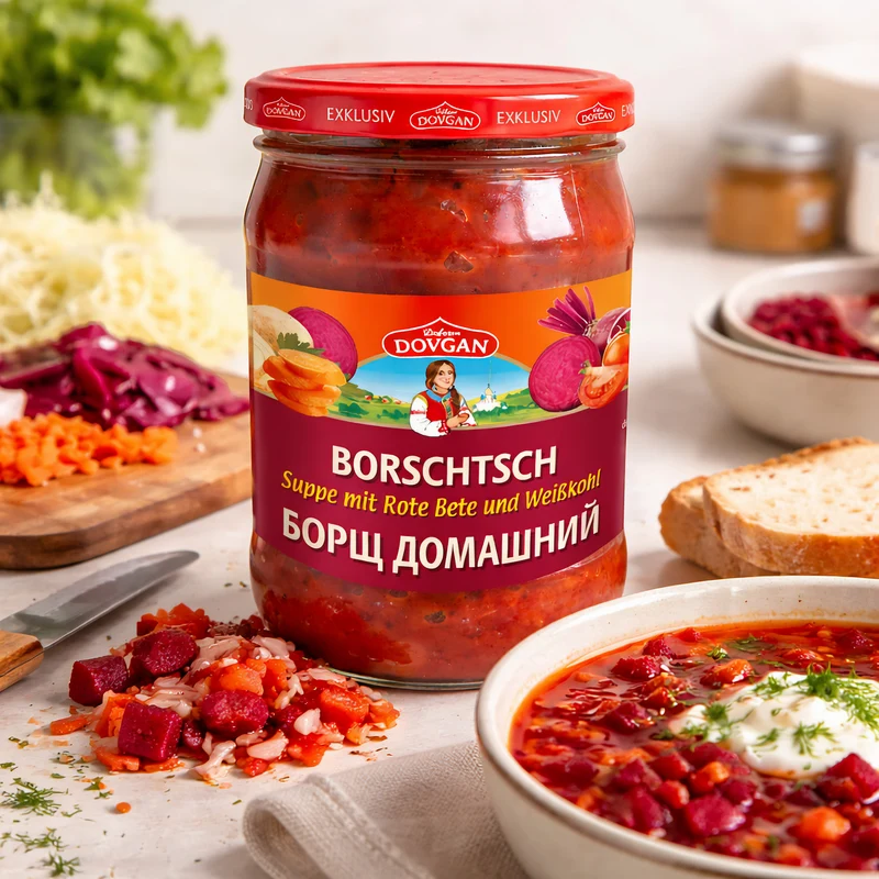 Dovgan Borschtsch Suppe mit Rote Bete und Weißkohl (5 x 480 g)
