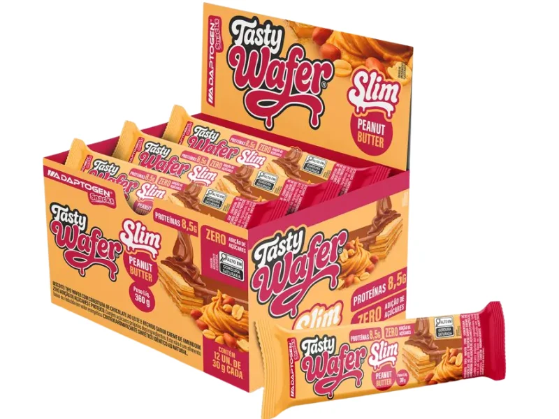 TASTY WAFER SLIM CAIXA C/ 12UN 30G - ADAPTOGEN