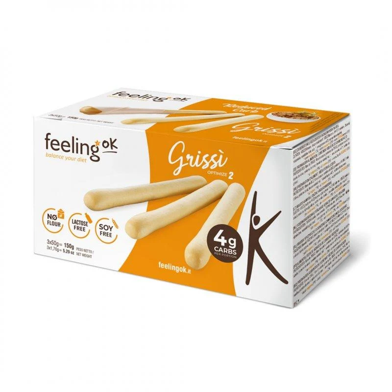 Protein Grissino Brotstangen Optimize 2 (21% Protein) 3 x 50g von Feeling OK