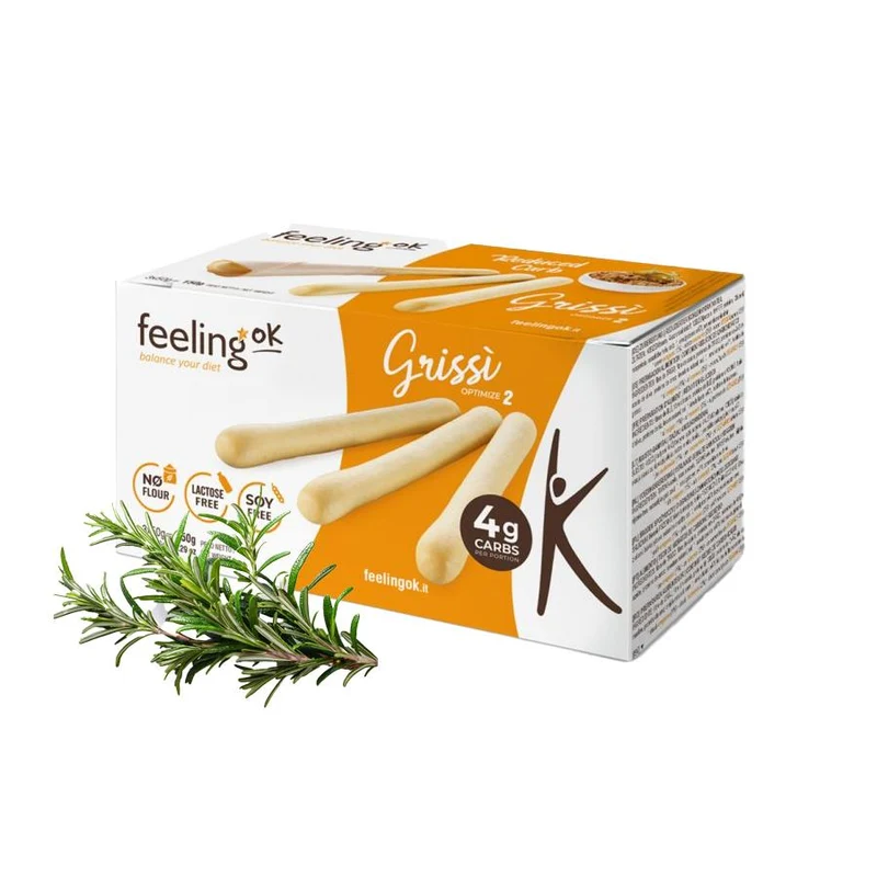 Protein Grissino Brotstangen Optimize 2 (21% Protein) 3 x 50g von Feeling OK